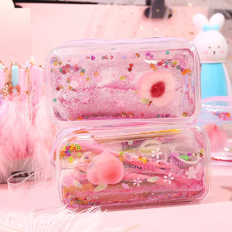 1 Pcs Kawaii Quicksand Peach Pencil Case High Capacity Bag Transparent Glitter case For Girls Pen Box
1 Pcs Kawaii Quicksand Peach Pencil Case High Capacity Bag Transparent Glitter case For Girls Pen Box