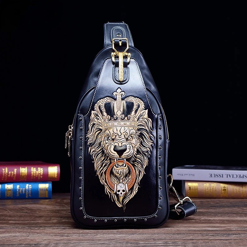 New Cowhide Chest Bag Men's Real-Leather Bag Handmade Leather Carving Casual Retro Unique One-Shoulder Messenger Bag Small
New Cowhide Chest Bag Men's Real-Leather Bag Handmade Leather Carving Casual Retro Unique One-Shoulder Messenger Bag Small