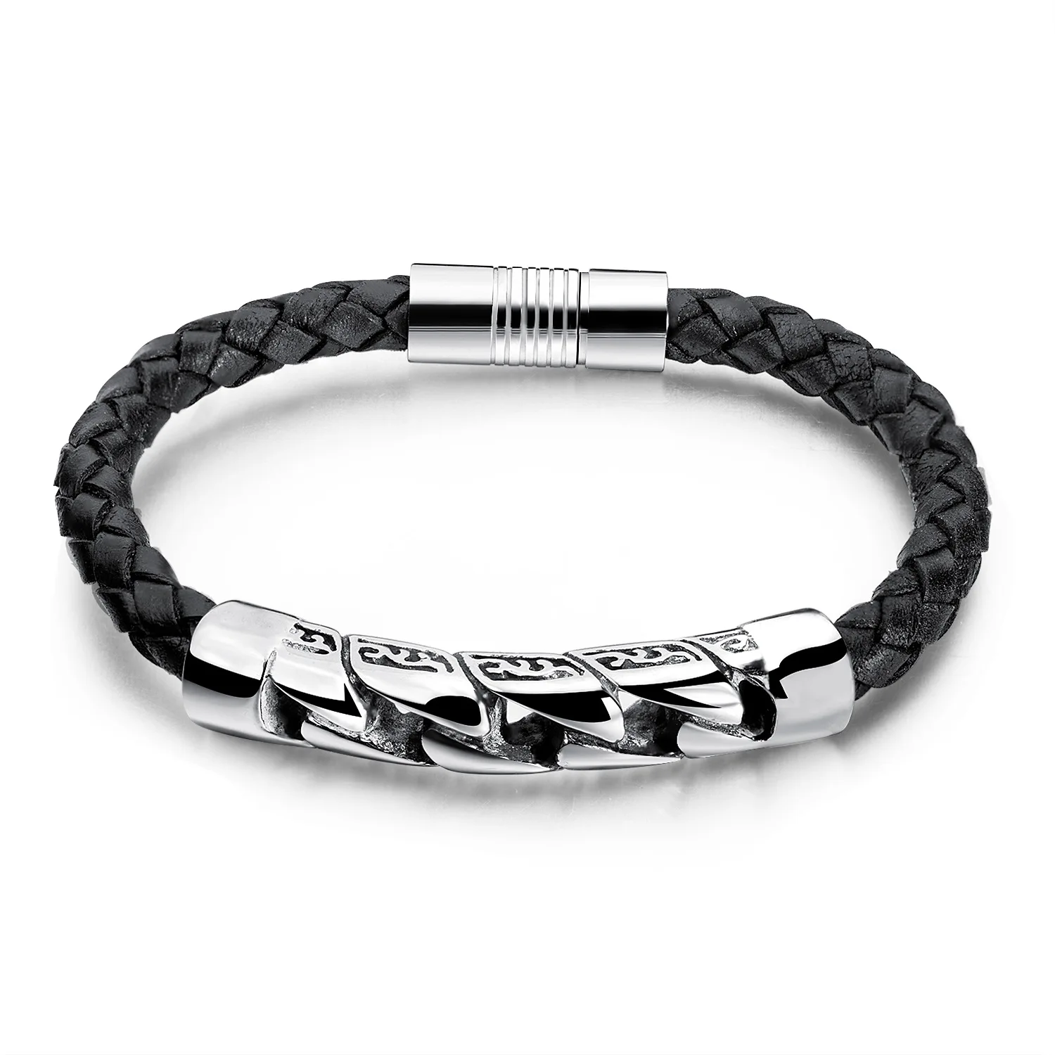 Fashionable Street Braided Hand Rope Fashionable Men's Titanium Steel Leather Bracelet
Fashionable Street Braided Hand Rope Fashionable Men's Titanium Steel Leather Bracelet