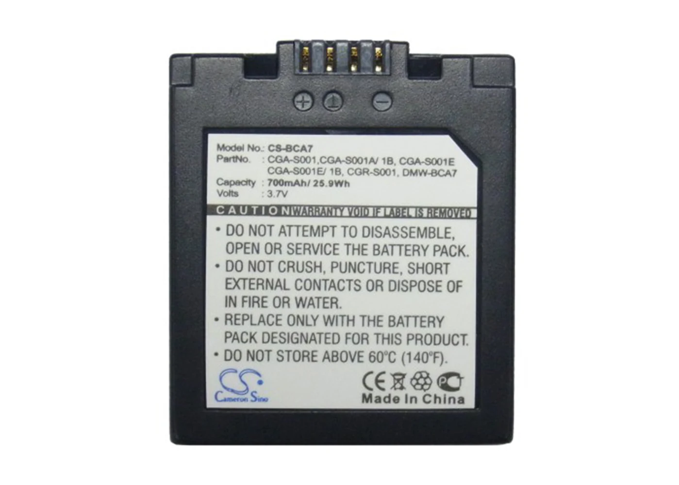 Cameron Sino 700mA Battery for Panasonic Lumix DMC-FX5EG,Lumix DMC-FX5EG-A,Lumix DMC-FX5EG-S,Lumix DMC-FX5EN
Cameron Sino 700mA Battery for Panasonic Lumix DMC-FX5EG,Lumix DMC-FX5EG-A,Lumix DMC-FX5EG-S,Lumix DMC-FX5EN