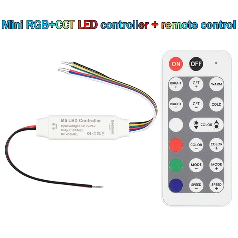5 In 1 Mini Low Voltage LED Light Strip Dimmer Controller Wireless RF 20 Key Remote Control RGBCW Light Bar Controller
5 In 1 Mini Low Voltage LED Light Strip Dimmer Controller Wireless RF 20 Key Remote Control RGBCW Light Bar Controller
