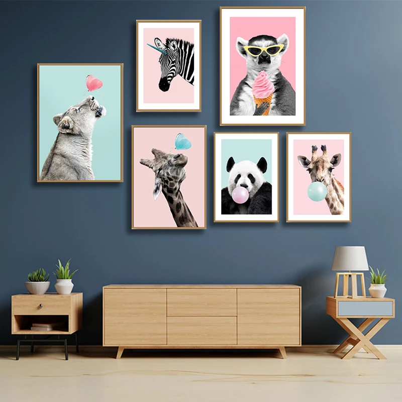 Baby Nursery Wall Art Cute Cartoon Animal Pictures Bubblegum Giraffe Panda Posters Zeabra Canvas Painting For Kid Bedroom Decor
Baby Nursery Wall Art Cute Cartoon Animal Pictures Bubblegum Giraffe Panda Posters Zeabra Canvas Painting For Kid Bedroom Decor