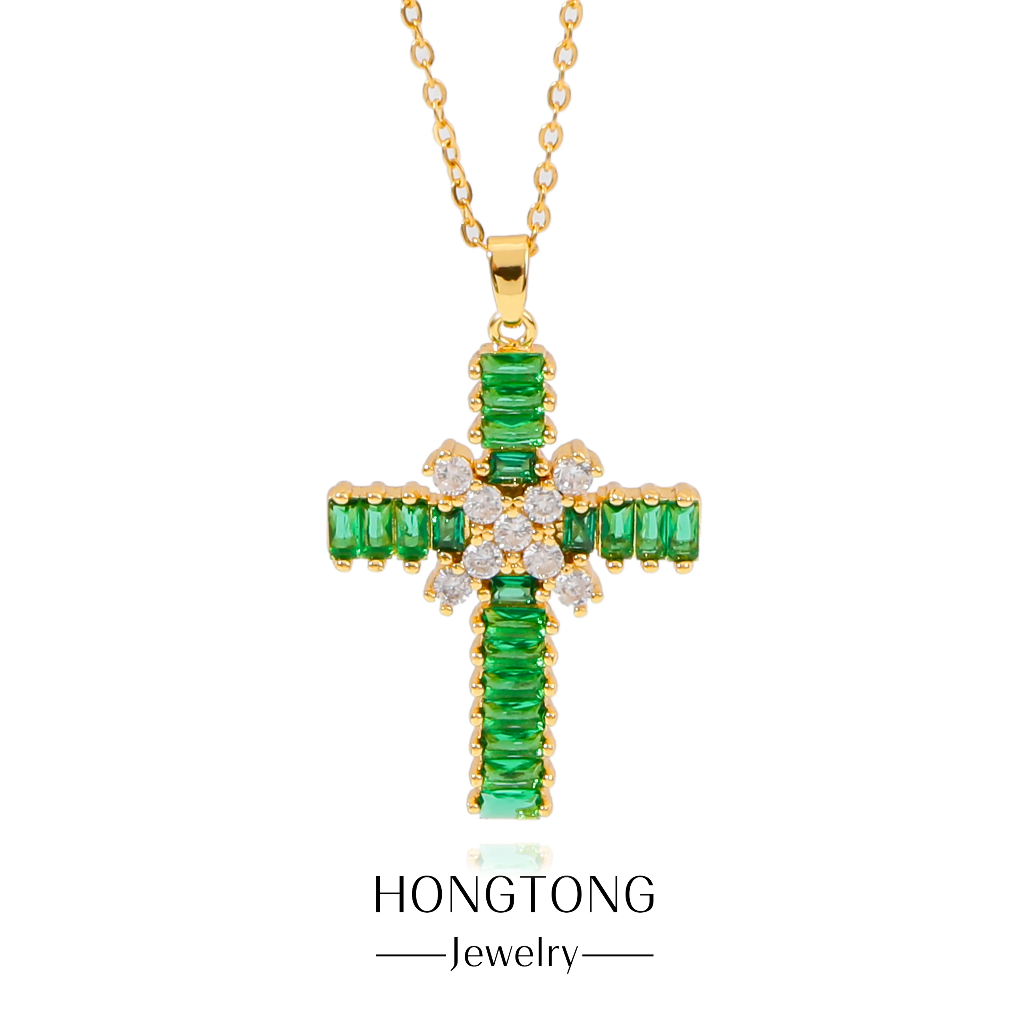 HONGTONG Creative Two-Color White Green Cross Zircon Cross Statue Stainless Steel Pendant Necklace Feminine Faith Jewelry Gift
HONGTONG Creative Two-Color White Green Cross Zircon Cross Statue Stainless Steel Pendant Necklace Feminine Faith Jewelry Gift