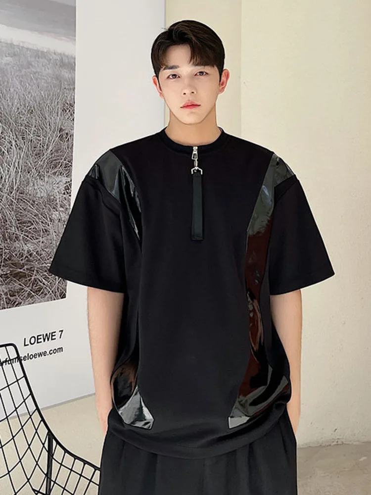 SYUHGFA Men Clothing 2022 Summer Short Sleeve PU Leather Patchwork T-shirt Korean Fashion Tee Loose Streetwear T-shirts For Male
SYUHGFA Men Clothing 2022 Summer Short Sleeve PU Leather Patchwork T-shirt Korean Fashion Tee Loose Streetwear T-shirts For Male