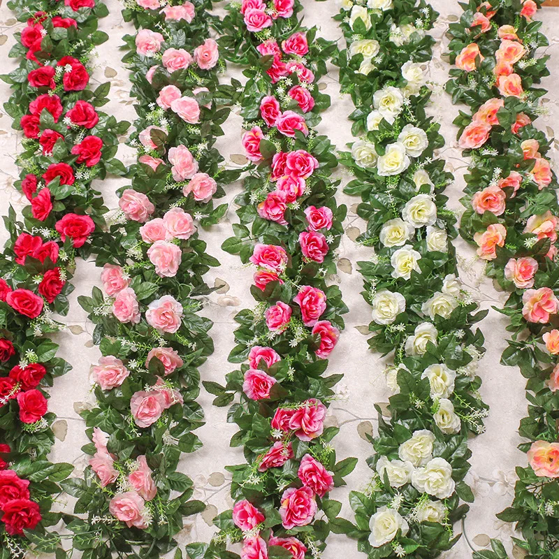 Silk Artificial Rose Vine Hanging Flowers for Wedding Home Garden Living Room Wall Decoration Rattan Fake Plants Leaves Garland
Silk Artificial Rose Vine Hanging Flowers for Wedding Home Garden Living Room Wall Decoration Rattan Fake Plants Leaves Garland