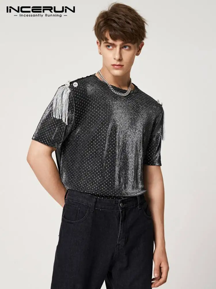 Casual Party Style New Men's Tops INCERUN Shoulder Tassel Decorative T-shirts Back See-through Mesh Short Sleeve Camiseta S-5XL
Casual Party Style New Men's Tops INCERUN Shoulder Tassel Decorative T-shirts Back See-through Mesh Short Sleeve Camiseta S-5XL