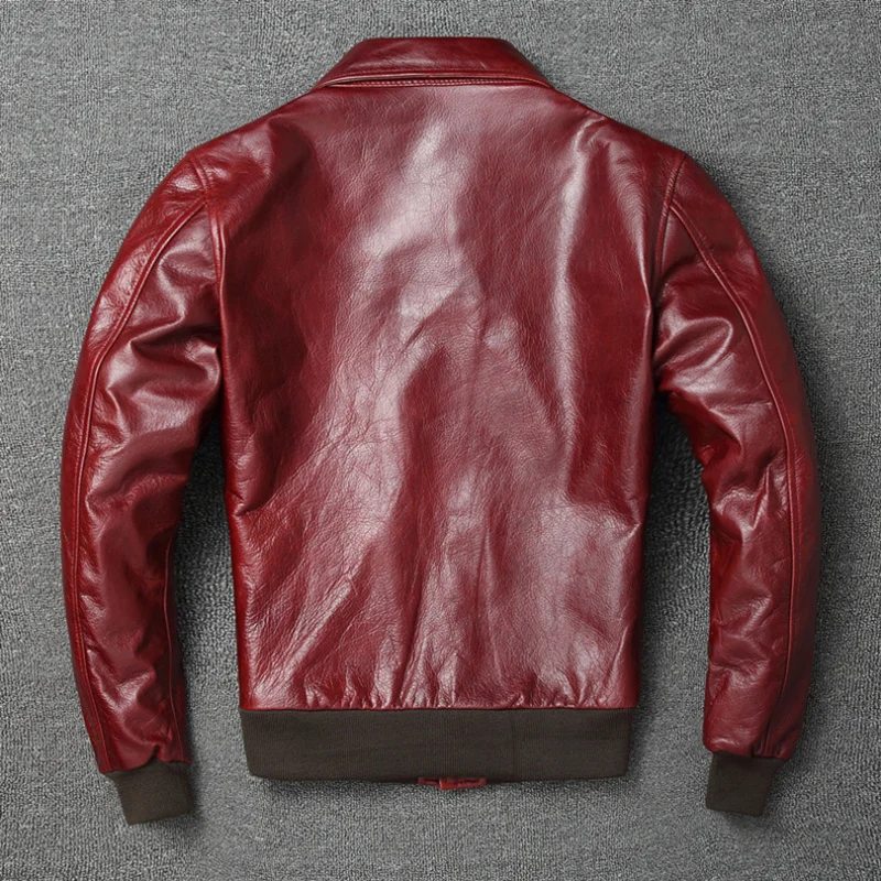 

Genuine 100% Leather Vintage Cowhide Coat Autumn Mens Air Force Flight Suit Motorcycle Jacket Chaquetas Hombre FCY