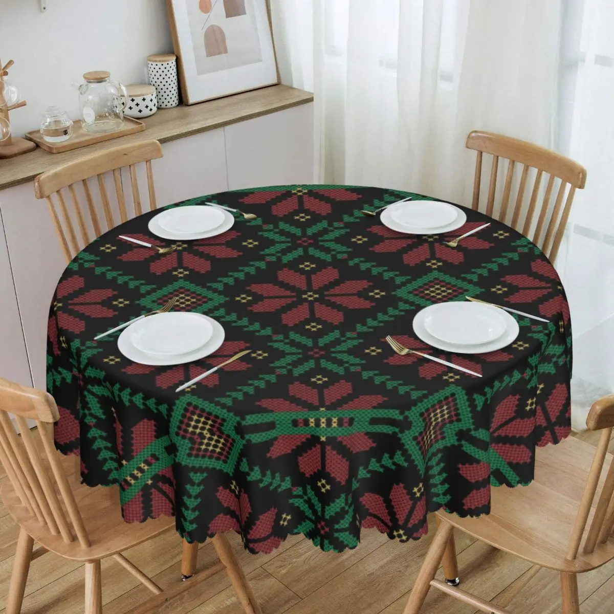 Palestinian Jordanian Tatreez Embroidery Tablecloth Oilproof Geometric Texture Palestine Cross Table Cover Cloth for Kitchen
Palestinian Jordanian Tatreez Embroidery Tablecloth Oilproof Geometric Texture Palestine Cross Table Cover Cloth for Kitchen