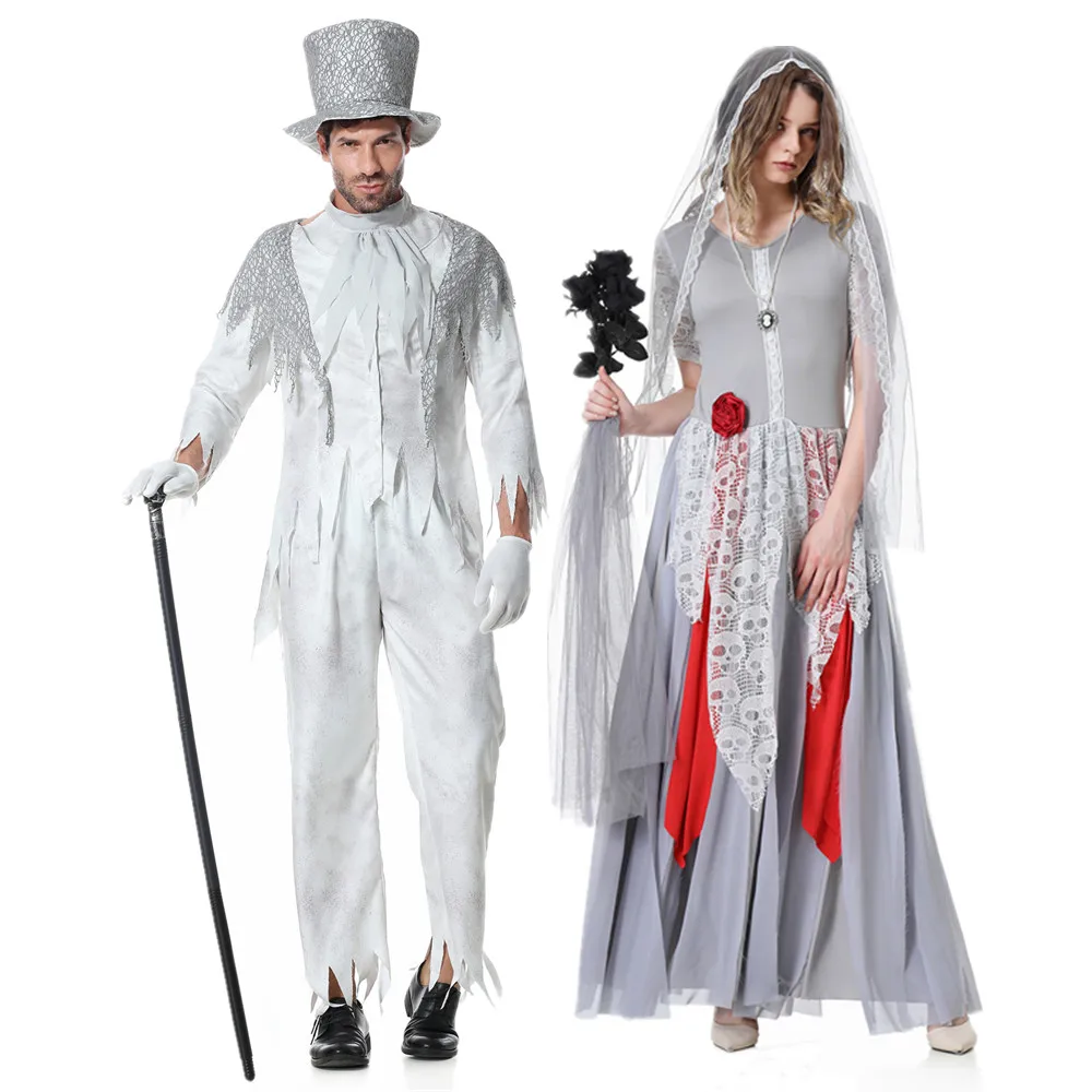 Couples Halloween Ghost Bride Groom Costume Carnival Party Dark Scary Cosplay Dress Up For Women Men
Couples Halloween Ghost Bride Groom Costume Carnival Party Dark Scary Cosplay Dress Up For Women Men