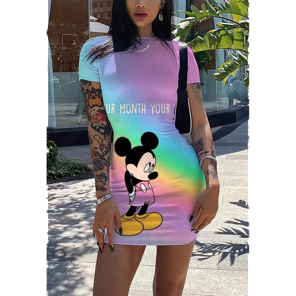 New Disney Mickey Mouse Minnie Round Neck Short Sleeve Pencil Dress Women's Street Casual Bag Hip Skirt Women 2022 Summer
New Disney Mickey Mouse Minnie Round Neck Short Sleeve Pencil Dress Women's Street Casual Bag Hip Skirt Women 2022 Summer