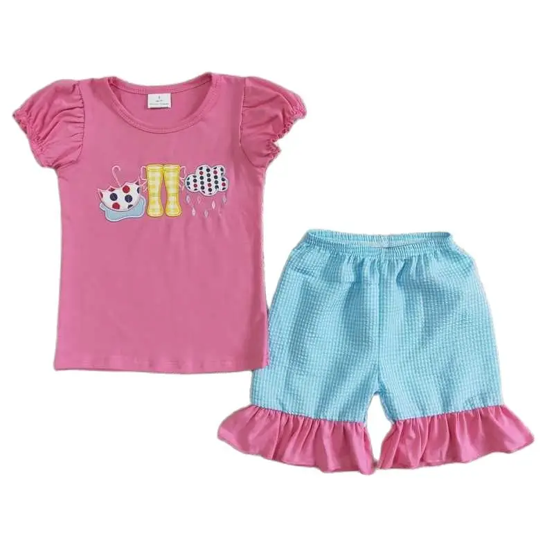 GSSO0123 Baby Girl Clothes Summer Boutique Outfits Children Embroidered Umbrella Rain Shoes Cute Pink Short Sleeve Shorts Set
GSSO0123 Baby Girl Clothes Summer Boutique Outfits Children Embroidered Umbrella Rain Shoes Cute Pink Short Sleeve Shorts Set