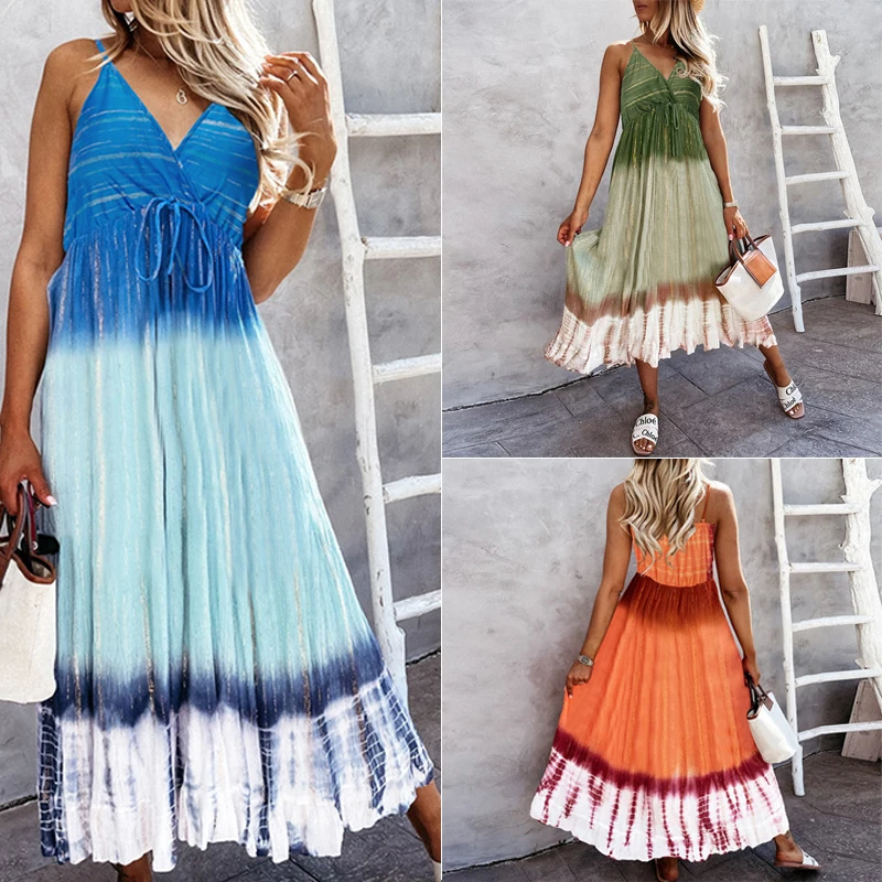 Women's Summer Long Dress Fashion Deep V Neck Spaghetti Strap Holiday Beach Casual Tie Dye Sleeveless Sexy Backless Party Maxi
Women's Summer Long Dress Fashion Deep V Neck Spaghetti Strap Holiday Beach Casual Tie Dye Sleeveless Sexy Backless Party Maxi
