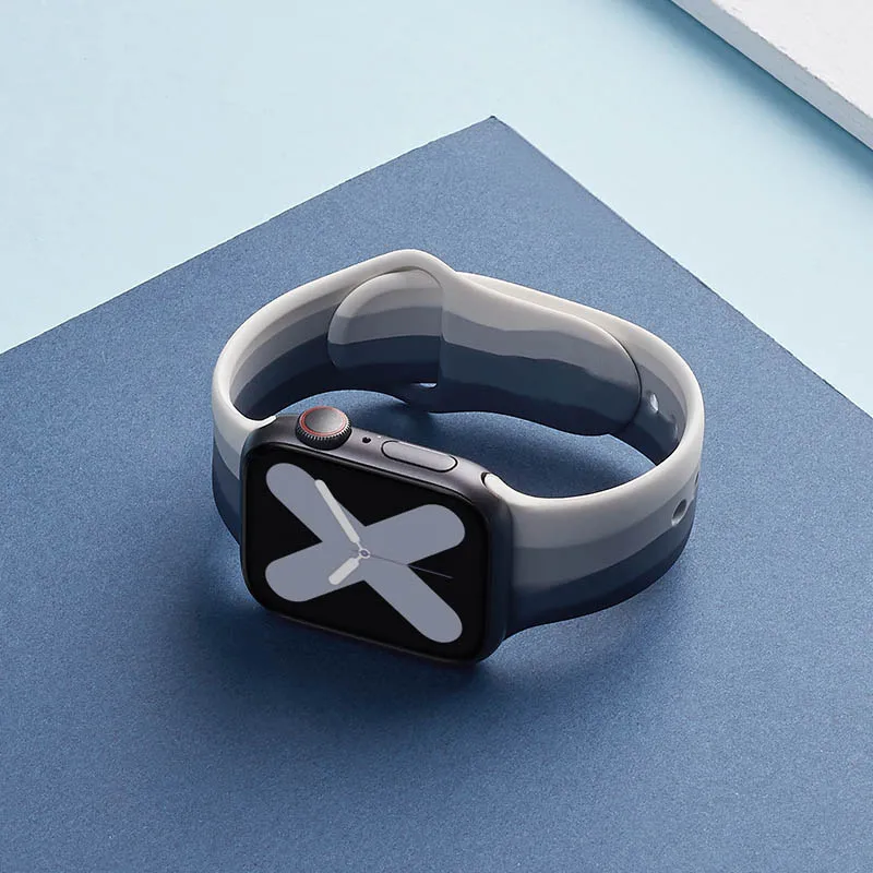 Ремешок силиконовый для Apple Watch Band 40 мм 44 мм, цветной браслет для iWatch Series 4/5/6/SE/7 Apple watch band 45 мм 41 мм, 2021