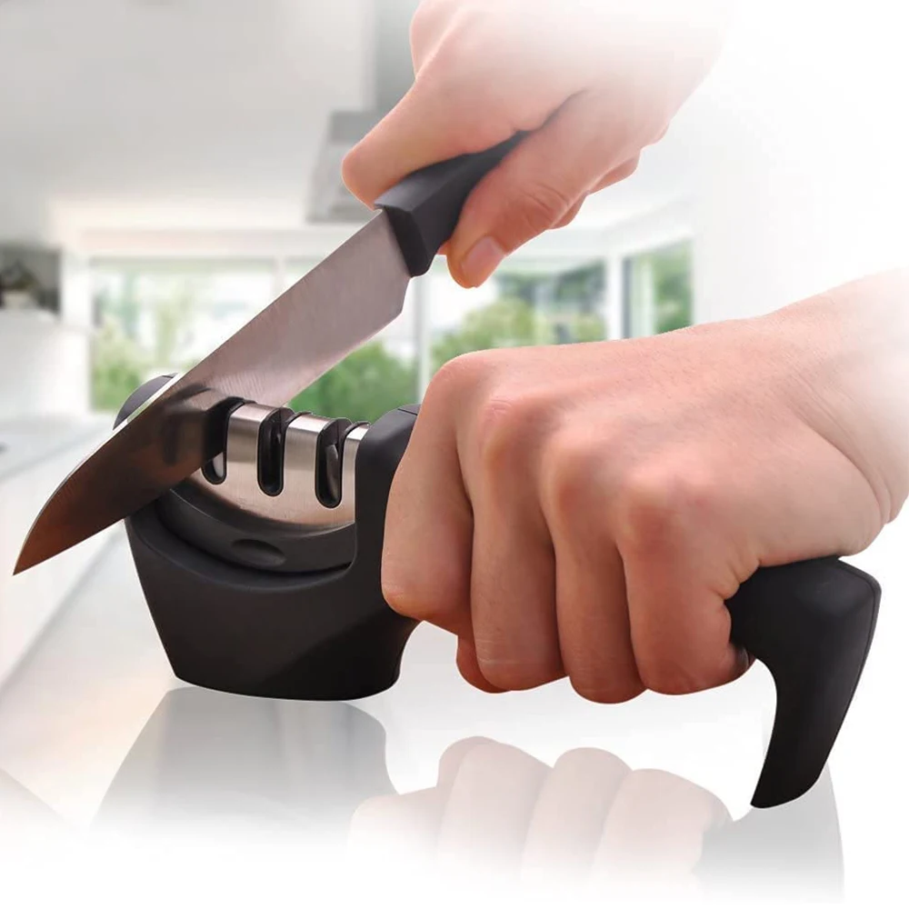 Knife Sharpener 3 Stage Knife Sharpening Kitchen Tool For Dull Steel Paring Chefs Pocket Knives to Repair Restore Polish Blades
Knife Sharpener 3 Stage Knife Sharpening Kitchen Tool For Dull Steel Paring Chefs Pocket Knives to Repair Restore Polish Blades