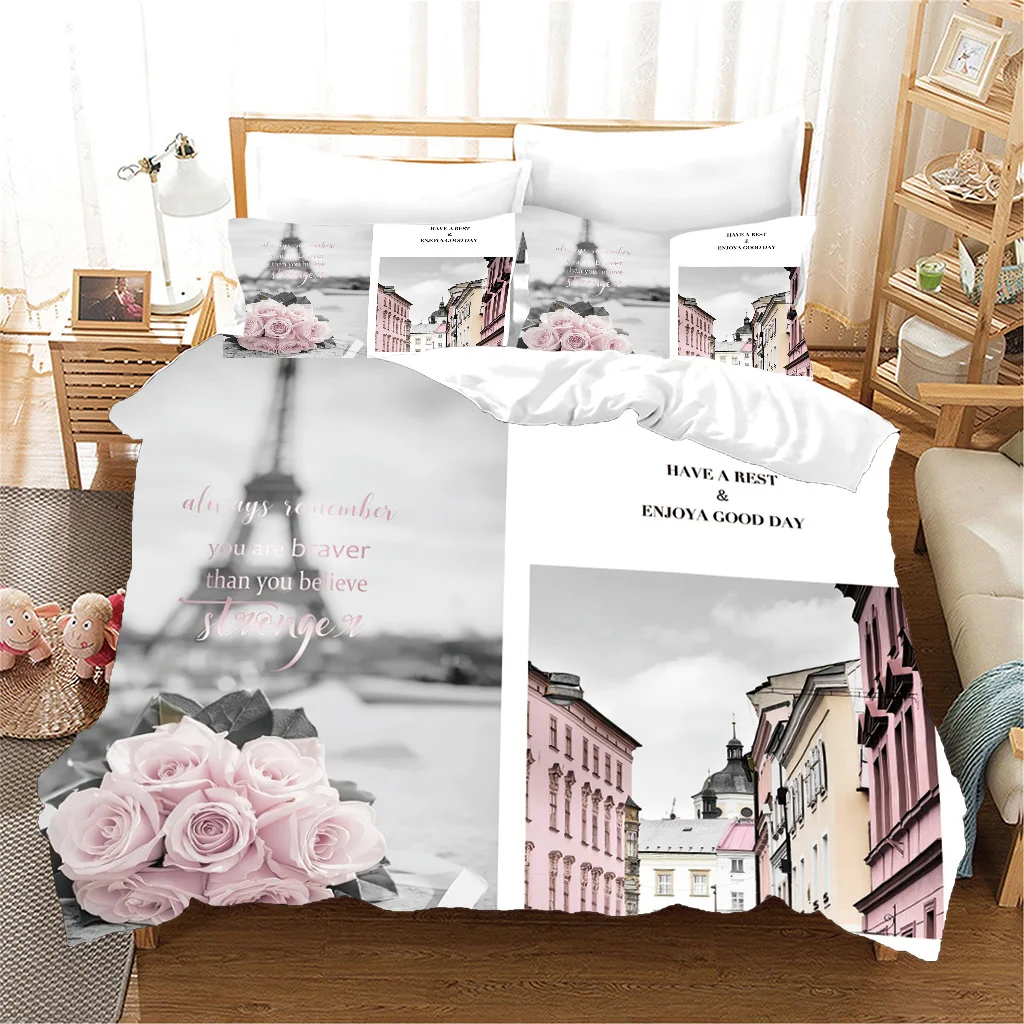 Pink City View Eiffel Tower Romantic Couples Design 3PCS Bedding Sets Single Double Bed Duvet Cover Set and 2 pcs Pillow cover
Pink City View Eiffel Tower Romantic Couples Design 3PCS Bedding Sets Single Double Bed Duvet Cover Set and 2 pcs Pillow cover