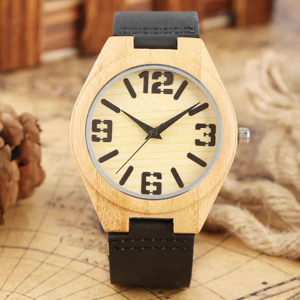 Black Arabic Numerals Analog Men's Bamboo Wood Genuine Leather Wristwatch Natural Stylish Male Watches Pin Buckle Watchband
Black Arabic Numerals Analog Men's Bamboo Wood Genuine Leather Wristwatch Natural Stylish Male Watches Pin Buckle Watchband