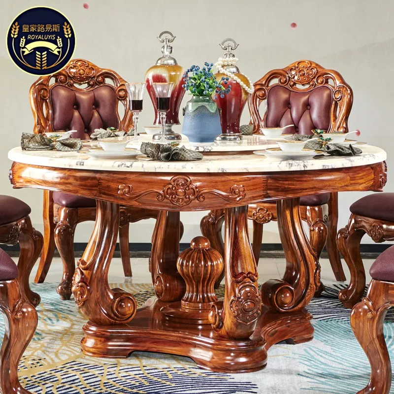 European ebony dining table French solid wood natural marble restaurant American light luxury household round dining table and c
European ebony dining table French solid wood natural marble restaurant American light luxury household round dining table and c