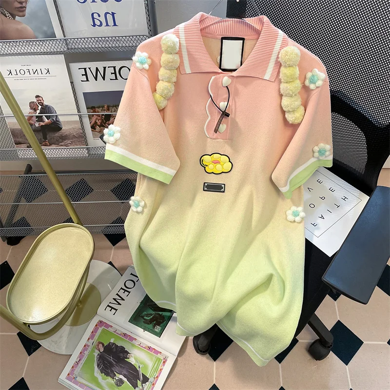 Summer Dresses Woman 2022 Sweet Chic Gradient Three-dimensional Flowers Elegant Dresses for Women Polo Loose Top Female
Summer Dresses Woman 2022 Sweet Chic Gradient Three-dimensional Flowers Elegant Dresses for Women Polo Loose Top Female