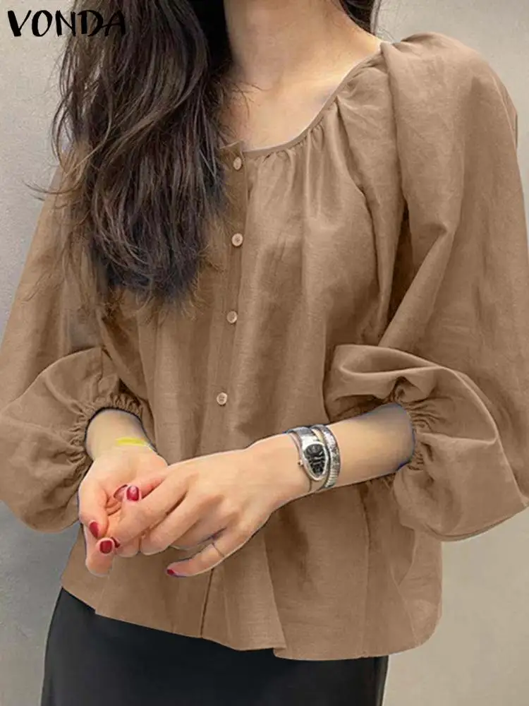 Summer Tops Fashion Blouse VONDA Women Elegant Long Sleeve Solid Color Shirts 2023 Bohemian Casual Loose Party Tunic Femme Blusa 
Summer Tops Fashion Blouse VONDA Women Elegant Long Sleeve Solid Color Shirts 2023 Bohemian Casual Loose Party Tunic Femme Blusa