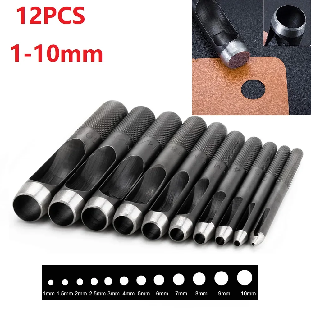 12Pcs 1-10mm Round Hollow Punch Set Carbon Steel Leather Craft Hole Punch Cutter Tool For Puncher Watch Belt Band Canvas Paper
12Pcs 1-10mm Round Hollow Punch Set Carbon Steel Leather Craft Hole Punch Cutter Tool For Puncher Watch Belt Band Canvas Paper