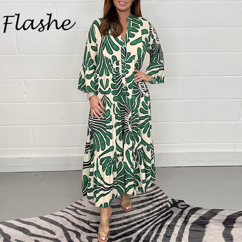 Summer V Neck 3/4 Sleeve Print Party Dress Women Fashion Casual Loose Beach Holiday Dresses For Women Casual Robe
Summer V Neck 3/4 Sleeve Print Party Dress Women Fashion Casual Loose Beach Holiday Dresses For Women Casual Robe