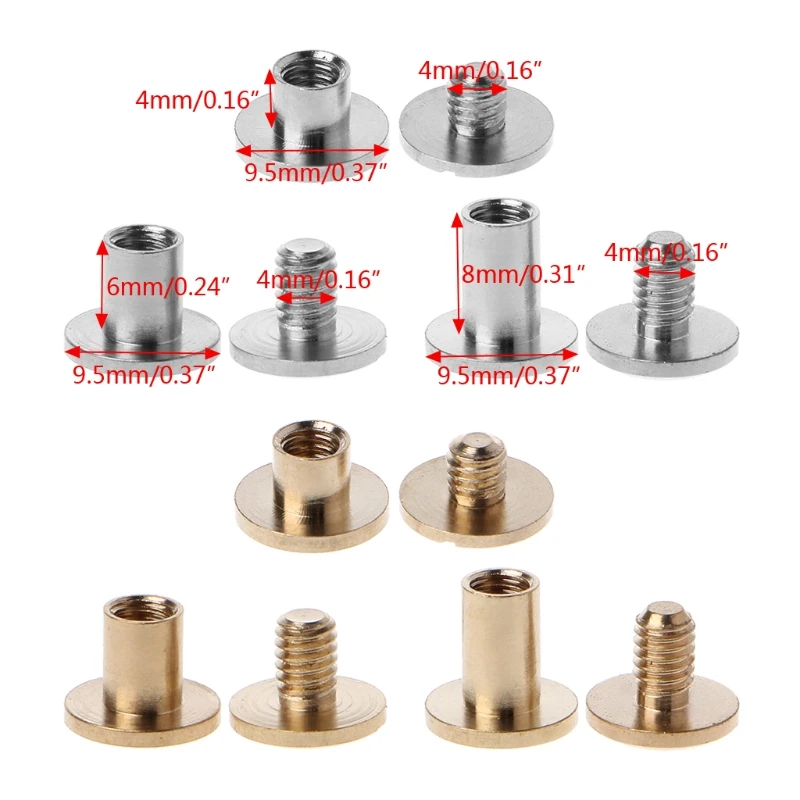 72XD 10 Pairs Pure Copper Chicago Screws Posts Metal Chicago Screws Leather Binding Screw Solid Belt Tack Screw Durable
72XD 10 Pairs Pure Copper Chicago Screws Posts Metal Chicago Screws Leather Binding Screw Solid Belt Tack Screw Durable