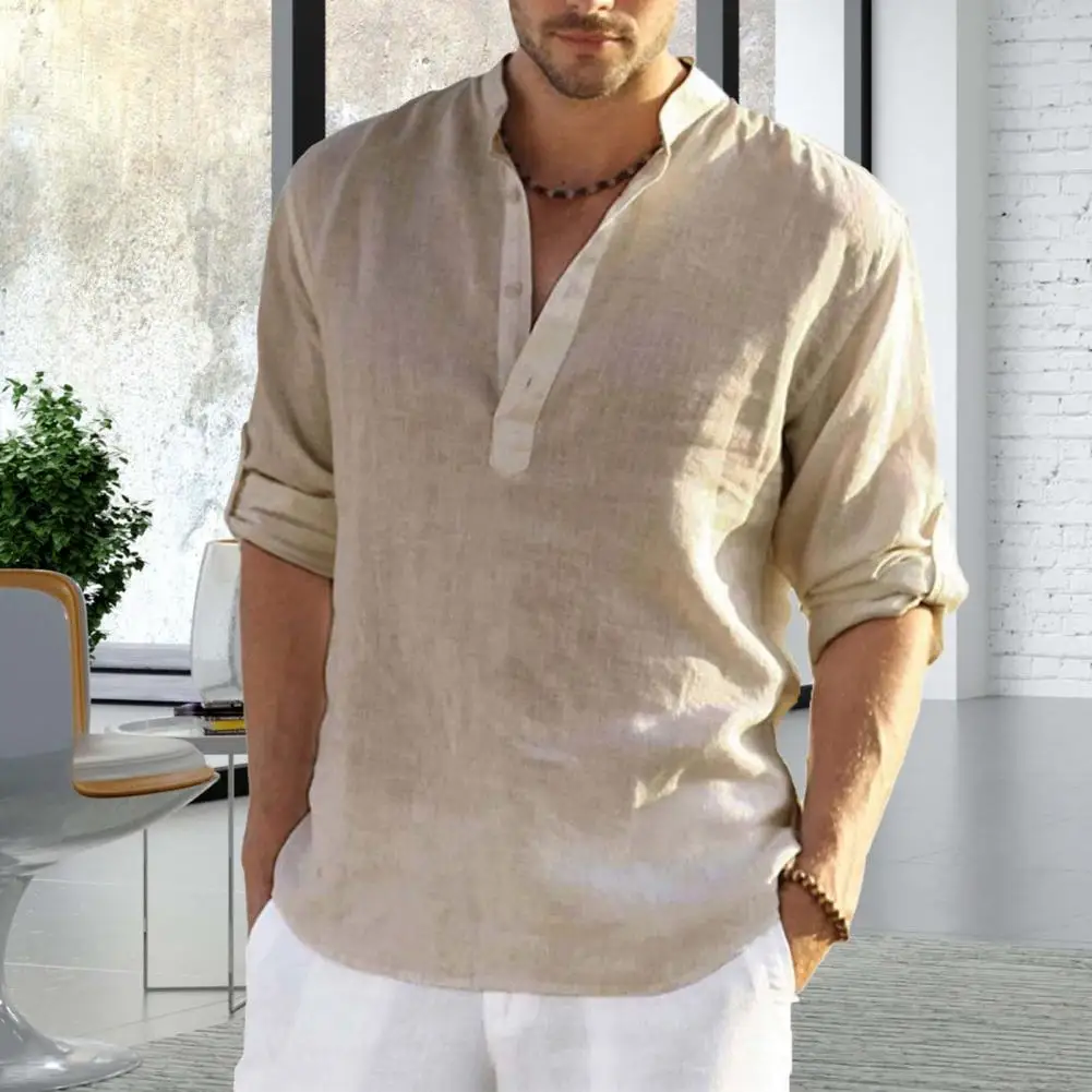 Stylish Men Shirt Fine Sewing Versatile Breathable Solid Color Cotton Linen Shirt
Stylish Men Shirt Fine Sewing Versatile Breathable Solid Color Cotton Linen Shirt