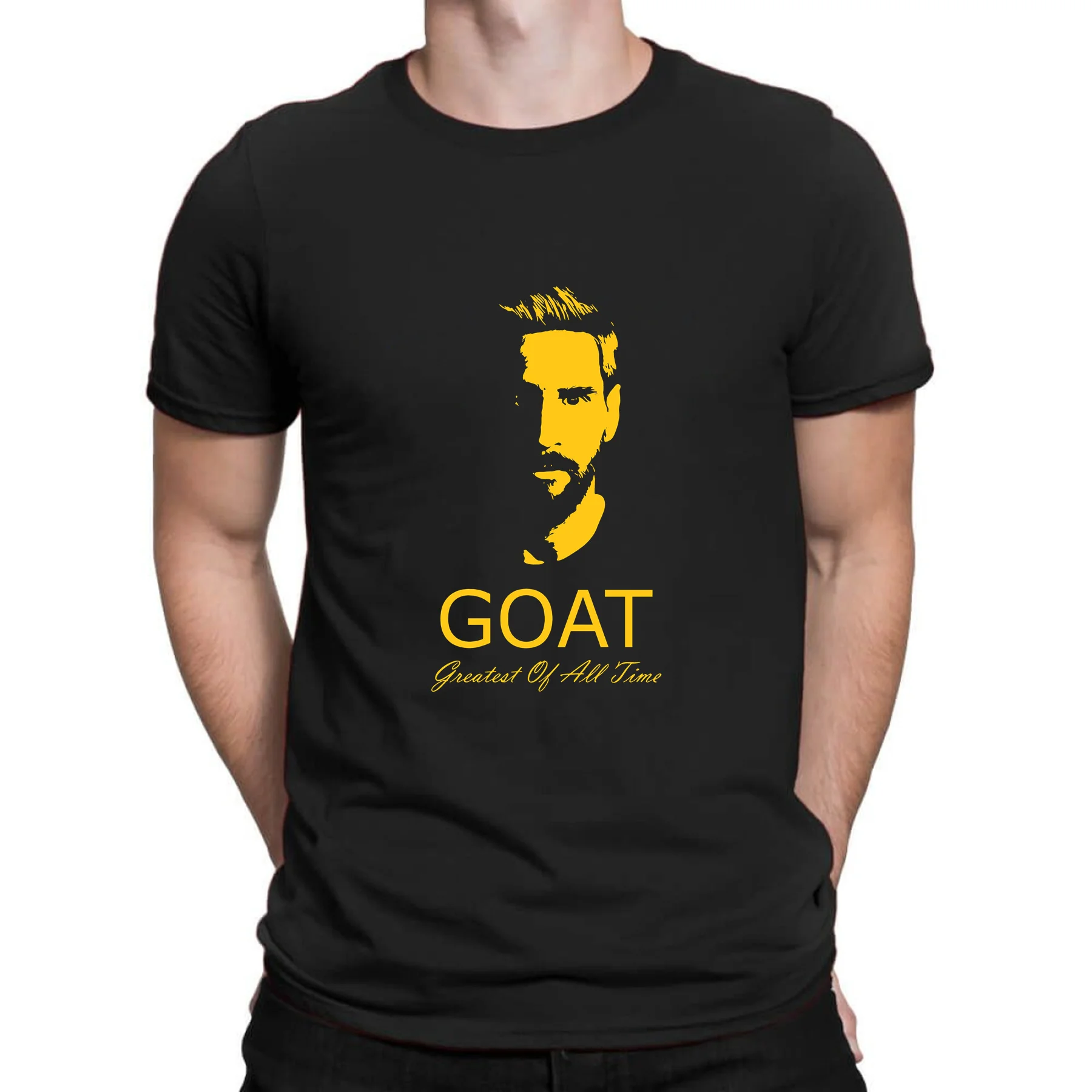 

2023 Hot Sale Summer 100% Cotton Lionel Messi GOAT T Shirt Men Short Sleeves Cool Tee Hip Hop Streetwear T-shirt