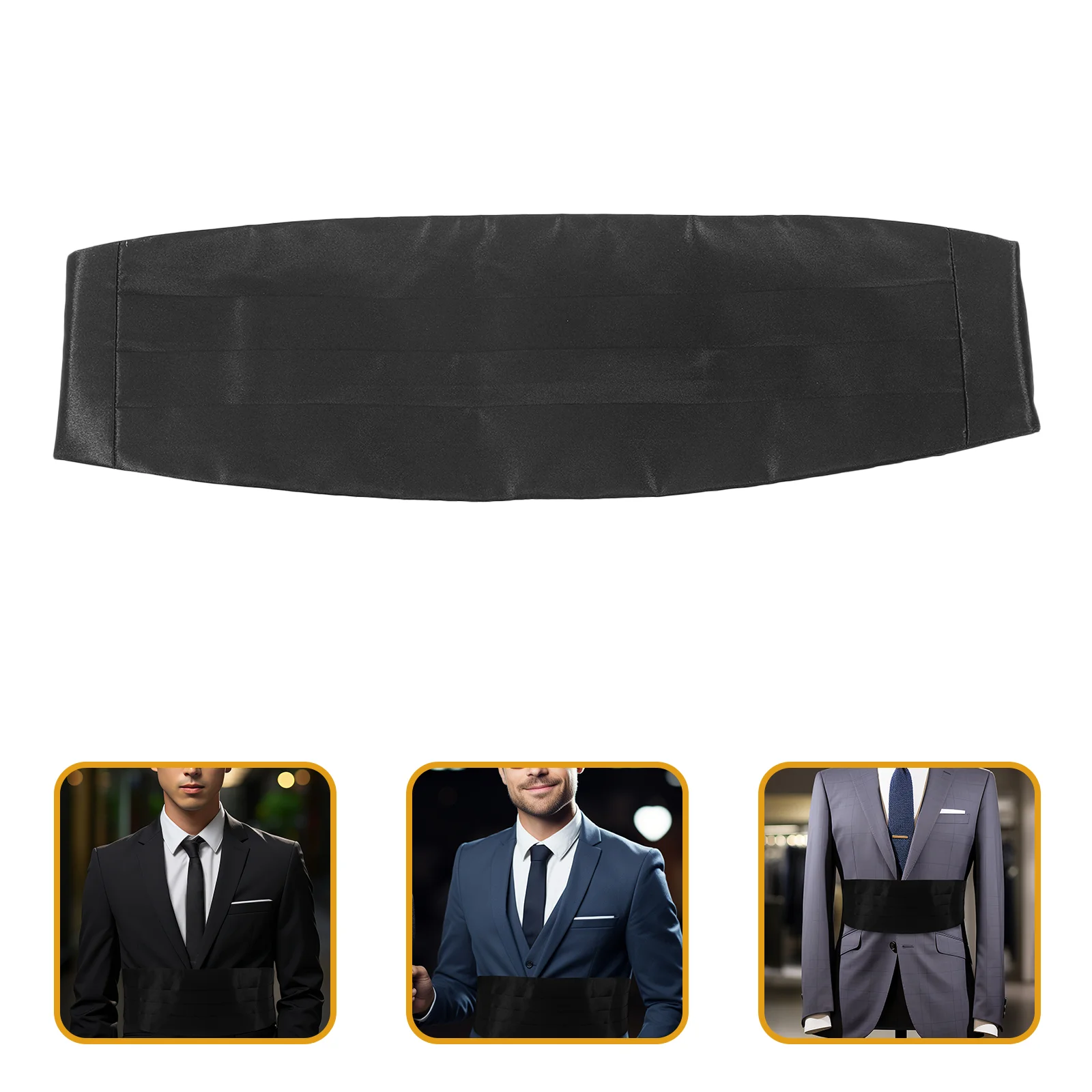 

Black Corset Men Costume Accessories Evening Officer Cummerbund Suit Fabric Tuxedo Bridegroom Man