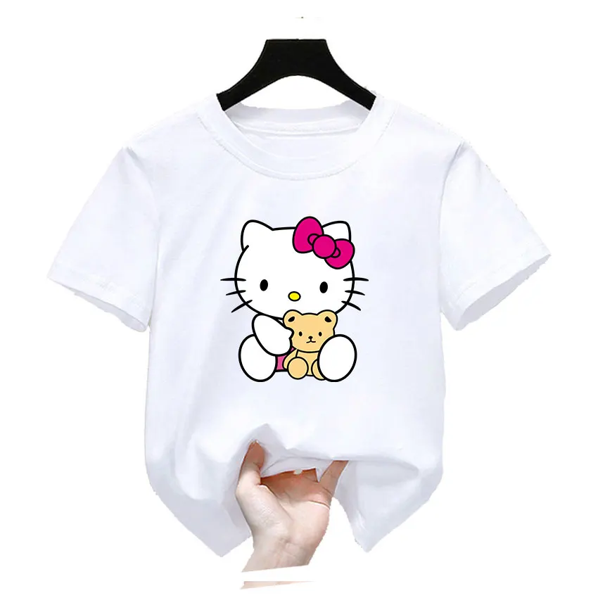 Футболка детская с 3D-принтом Hello Kitty, Модный повседневный топ с коротким рукавом и круглым вырезом, свободная рубашка с рисунком аниме, лето
Футболка детская с 3D-принтом Hello Kitty, Модный повседневный топ с коротким рукавом и круглым вырезом, свободная рубашка с рисунком аниме, лето