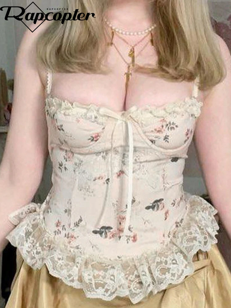 Rapcopter Y2K Lace Ruffles Corset Top Tie Up Vintage Fairycore Sweet Cute Crop Top Floral Summer Party Holiday Mini Vest Women
Rapcopter Y2K Lace Ruffles Corset Top Tie Up Vintage Fairycore Sweet Cute Crop Top Floral Summer Party Holiday Mini Vest Women
