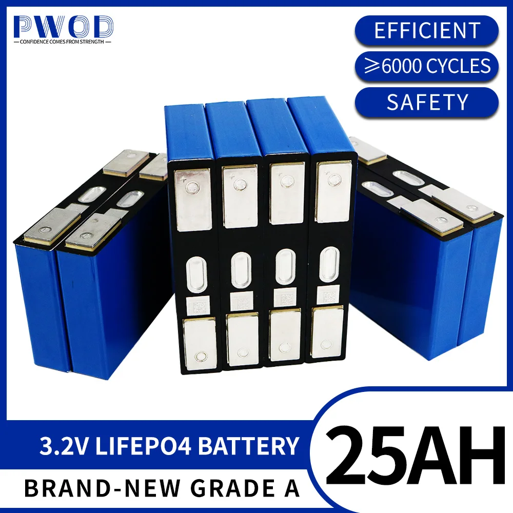 3.2V 25AH Battery Lithium Iron Phosphate Solar Cell Rechargeable Lifepo4 for 12V 24V 48V Boat Golf Cart RV EV Forklift Solar
3.2V 25AH Battery Lithium Iron Phosphate Solar Cell Rechargeable Lifepo4 for 12V 24V 48V Boat Golf Cart RV EV Forklift Solar
