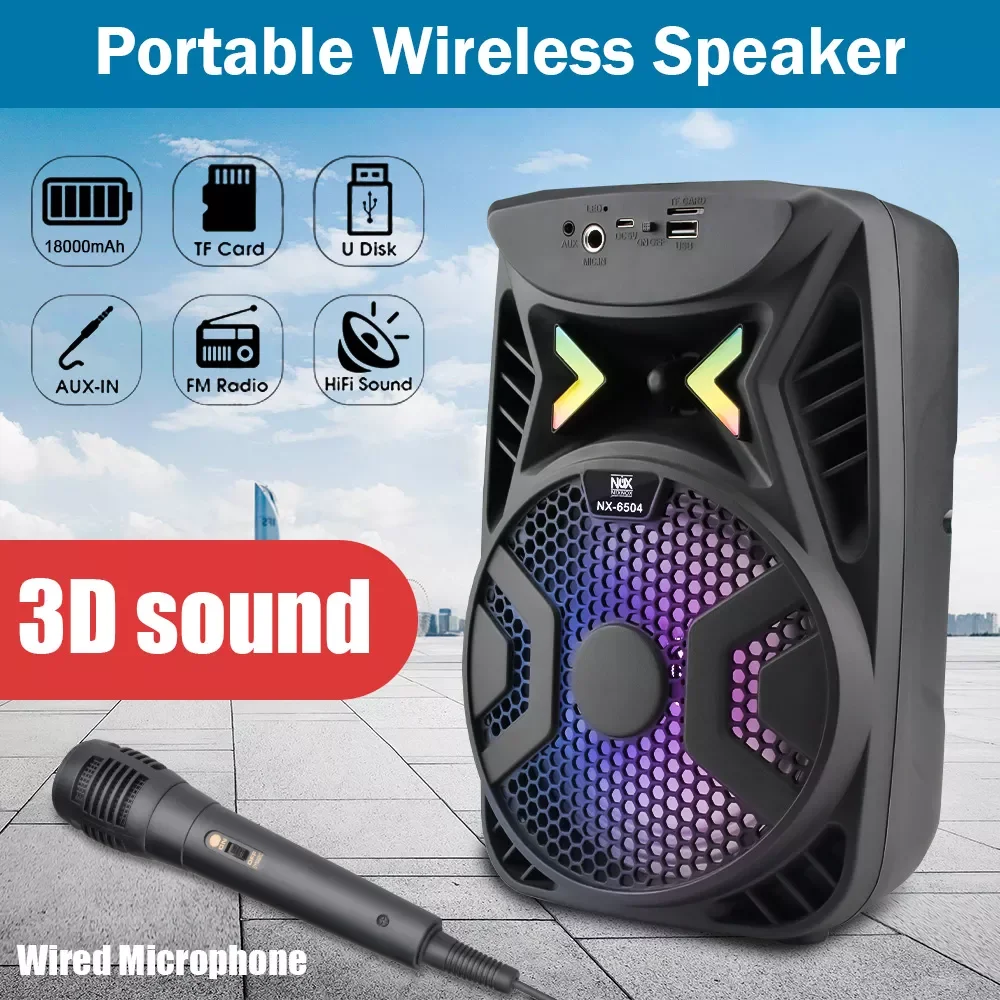 Portable Outdoor Speaker Colorful LED Light Super Bass Wireless Bluetooth Speakers FM Radio TF Card AUX IN U Disk Music Player
Portable Outdoor Speaker Colorful LED Light Super Bass Wireless Bluetooth Speakers FM Radio TF Card AUX IN U Disk Music Player