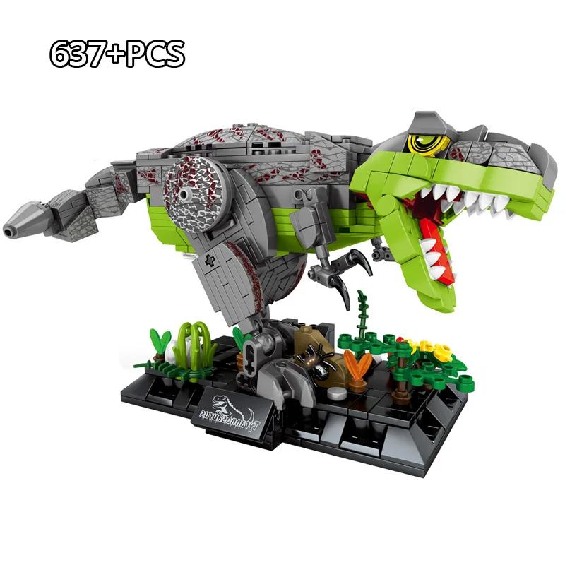 

637Pcs Technical Moving Dinosaur Jurassic Tyrannosaurus Rex Building Blocks Battle Dino World Figures Bricks Toys for Children