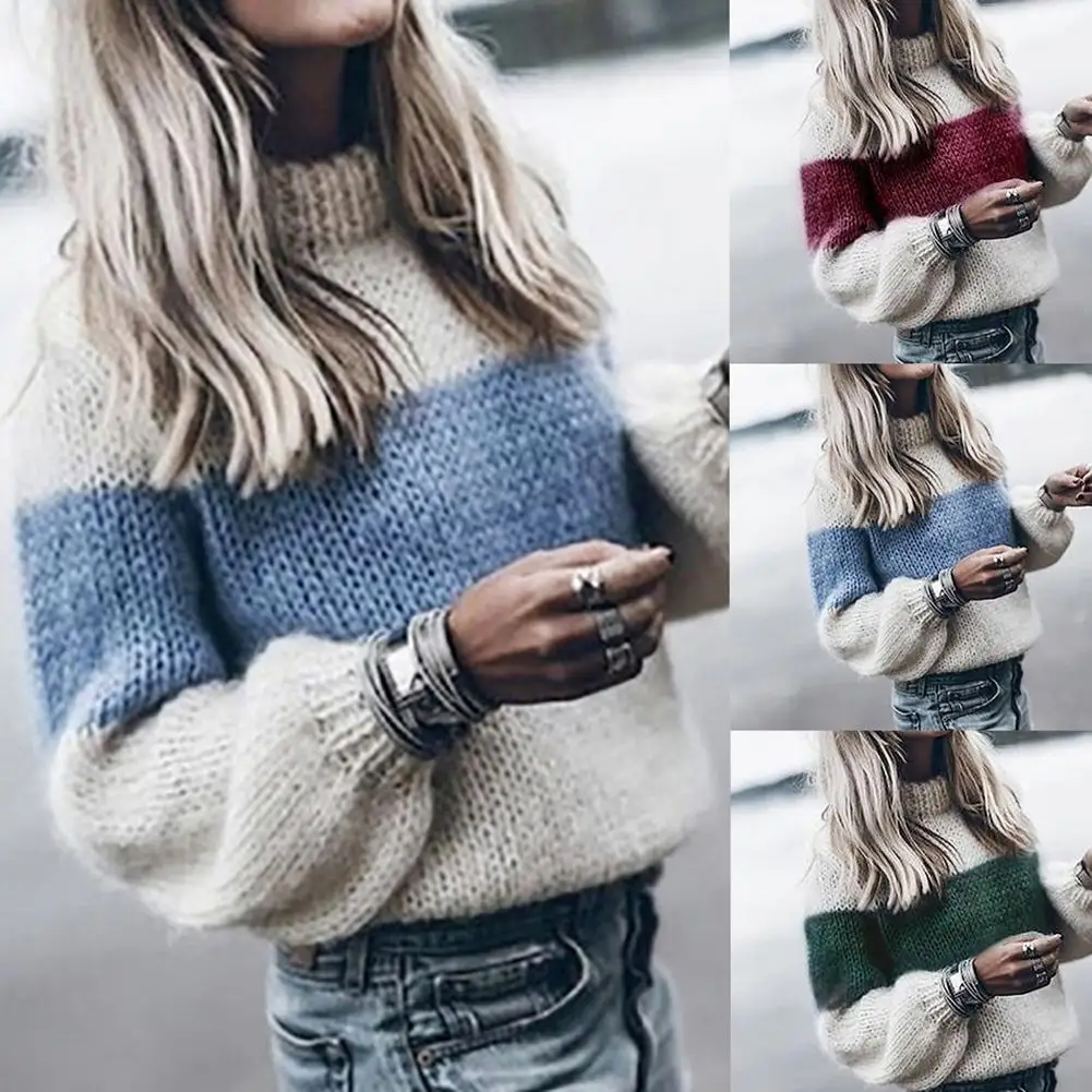 2019 Women Autumn Winter Casual O Neck Color Block Patchwork Loose Knitted Sweater Pullover Knitting Sweater Ladies Sweaters
2019 Women Autumn Winter Casual O Neck Color Block Patchwork Loose Knitted Sweater Pullover Knitting Sweater Ladies Sweaters