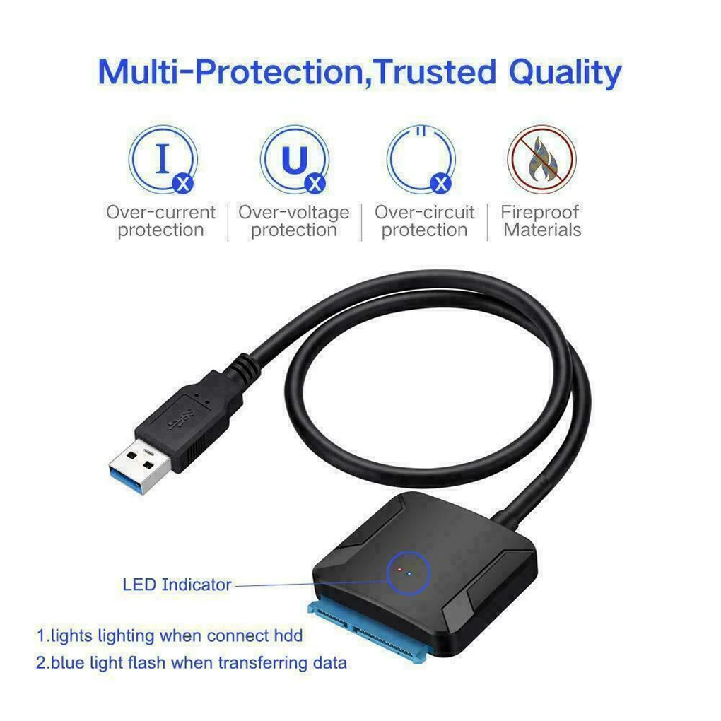 Кабель-преобразователь USB 3,0 на Sata, кабель-преобразователь для жесткого диска USB 2,5, быстрая передача для адаптера 3,5/дюйма HDD/SSD
Кабель-преобразователь USB 3,0 на Sata, кабель-преобразователь для жесткого диска USB 2,5, быстрая передача для адаптера 3,5/дюйма HDD/SSD