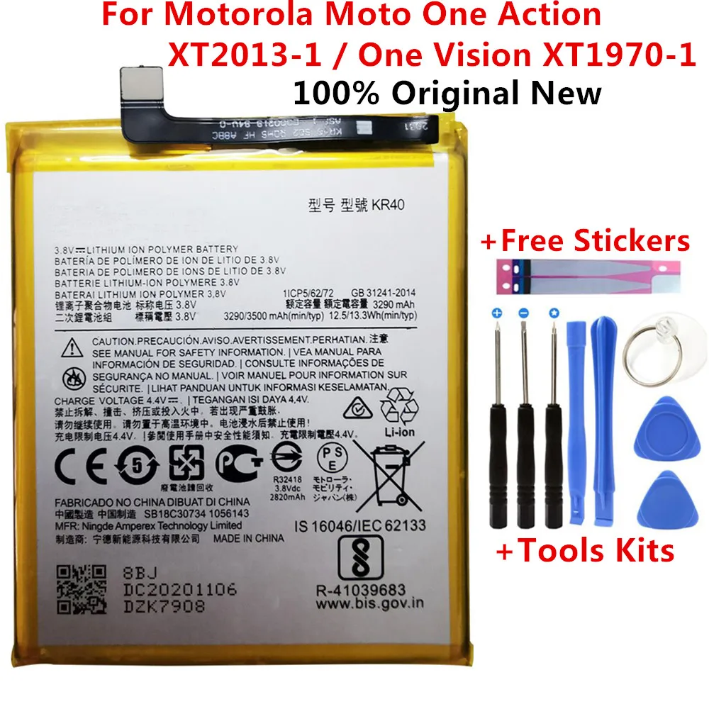 100% Original New 3500mAh KR40 Mobile Phone Replacement Battery For Motorola Moto One Action XT2013-1 / One Vision XT1970-1
100% Original New 3500mAh KR40 Mobile Phone Replacement Battery For Motorola Moto One Action XT2013-1 / One Vision XT1970-1