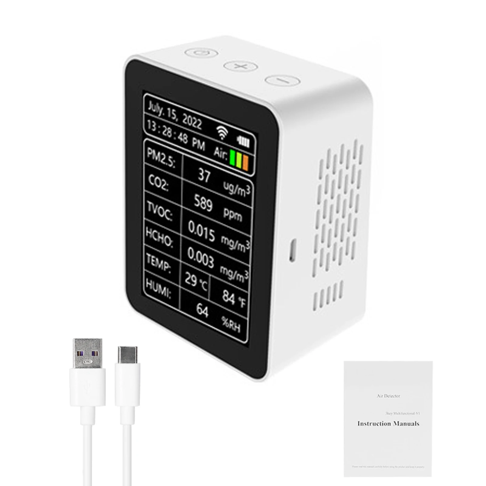 Tuya WiFi Smart Air Quality Detector Temperature Humidity AQI 7 In 1 Monitor Mobilephone APP Remotes Viewing Home Indoor Desktop
Tuya WiFi Smart Air Quality Detector Temperature Humidity AQI 7 In 1 Monitor Mobilephone APP Remotes Viewing Home Indoor Desktop