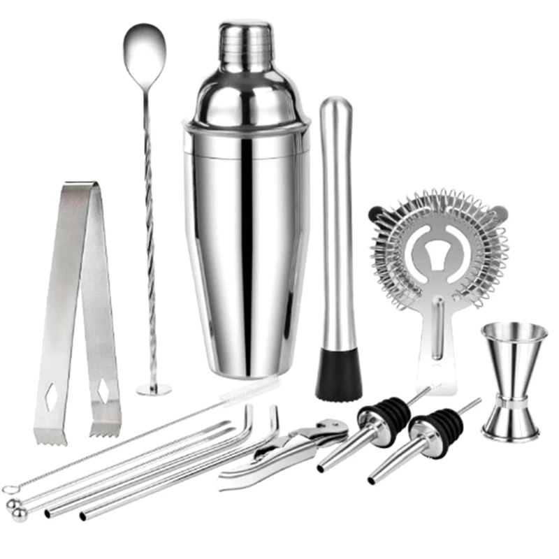 14Pcs Cocktail Shaker Set For DIY Bartending Home Made Cocktails Accessory-350Ml
14Pcs Cocktail Shaker Set For DIY Bartending Home Made Cocktails Accessory-350Ml