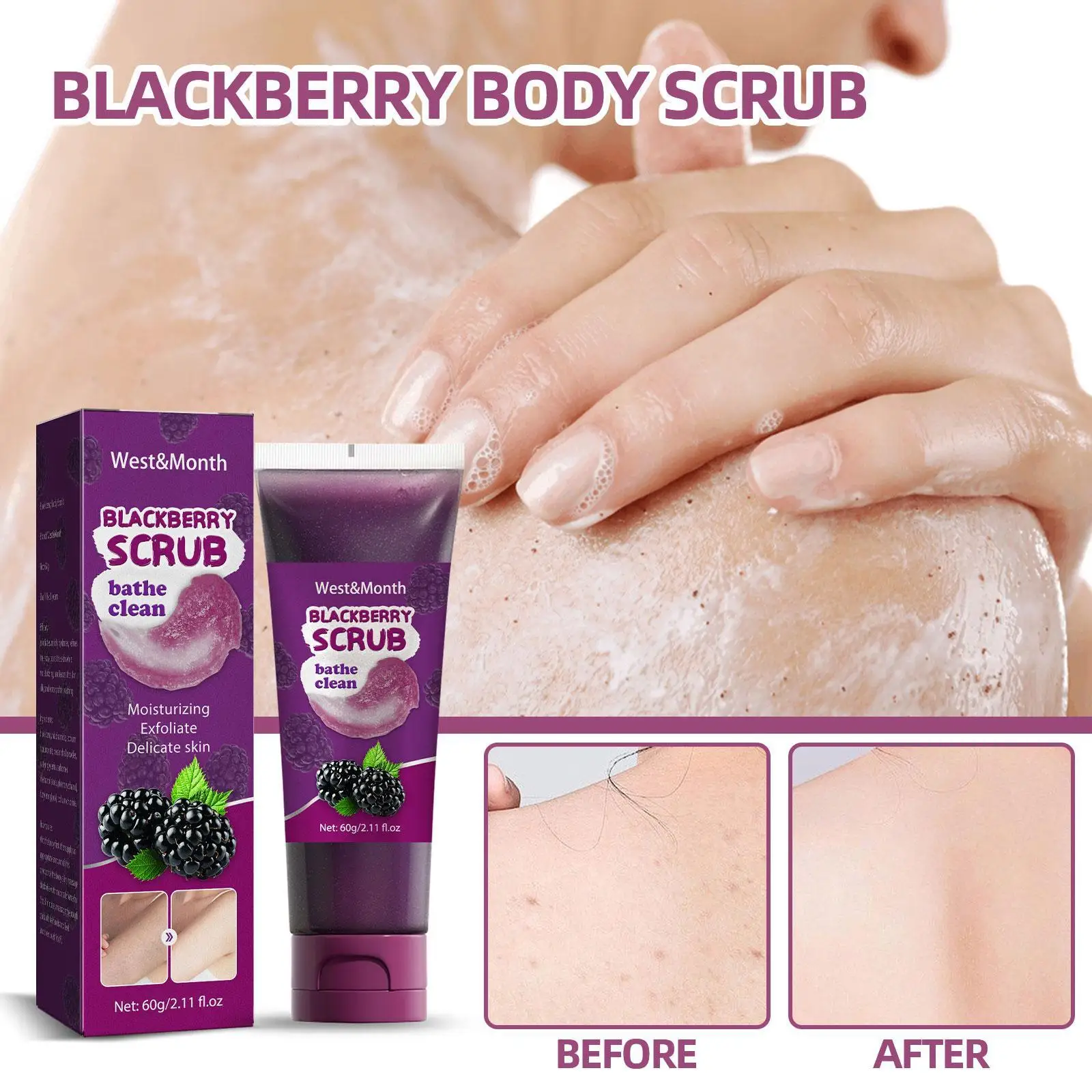 Увлажняющий отшелушивающий скраб для тела, крем с черными ягодами для глубокого очищения пор, восстанавливает омертвевшие участки, 60 г 
Увлажняющий отшелушивающий скраб для тела, крем с черными ягодами для глубокого очищения пор, восстанавливает омертвевшие участки, 60 г
