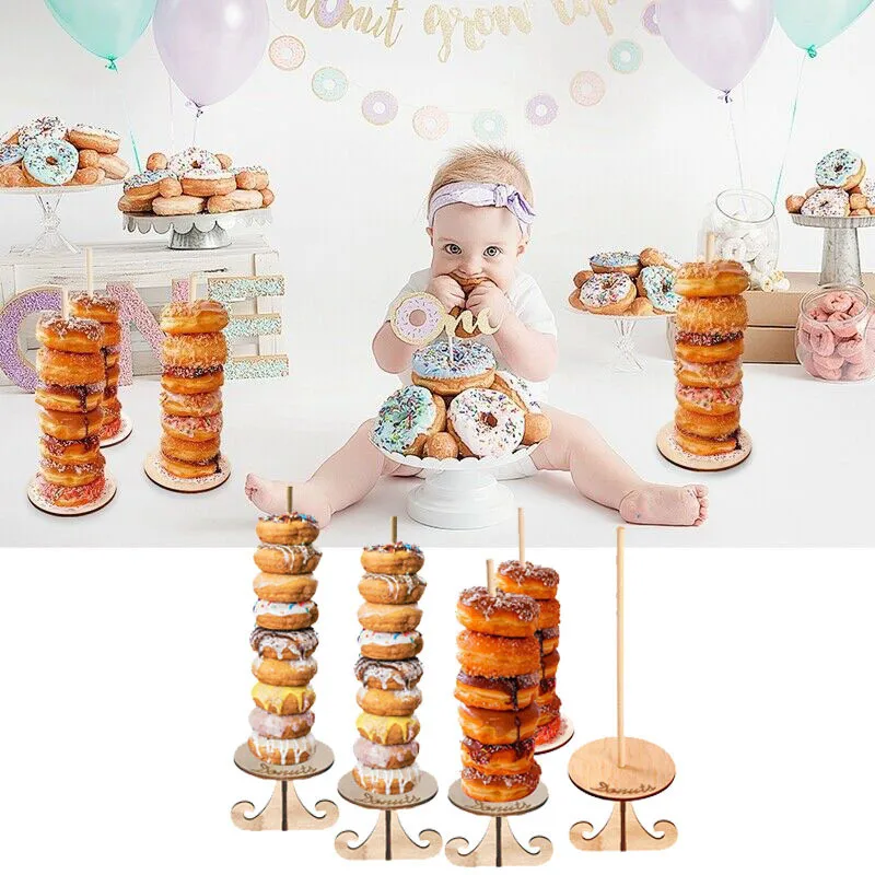 

Деревянный пончик, держатель для десертов, тортов, подставка для пончиков, детский праздник, день рождения, вечерние сувениры, украшение свадебного стола