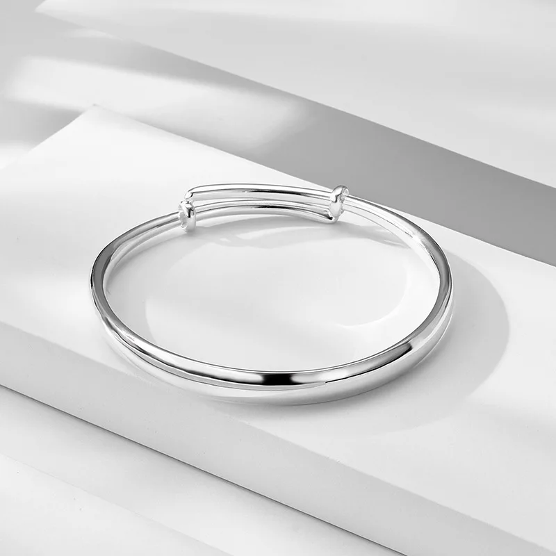 Smooth Sterling Silver Bracelet Women's S990 Sterling Silver Solid Push Pull Adjustable Temperament Mother's Style Bracelet
Smooth Sterling Silver Bracelet Women's S990 Sterling Silver Solid Push Pull Adjustable Temperament Mother's Style Bracelet