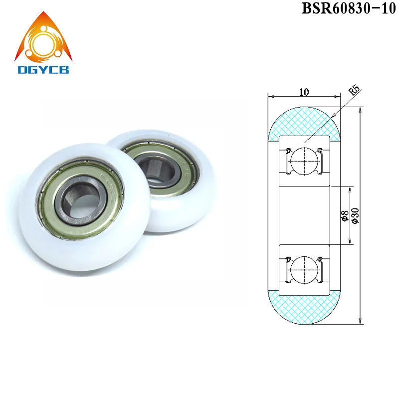 

1pcs 8x30x10 mm POM Coated Rollers BSR60830-10 OD 30 mm White Cam Wheel & Round Nylon Rower Pulleys & Delrin Wrapped Bearing
