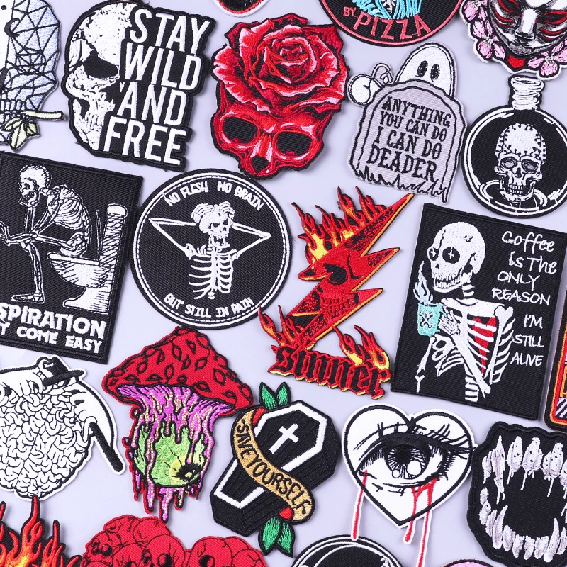 Skeleton Punk Embroideried Patches For Clothing DIY Iron On Patches On Clothes Skull Rock Fusible Patch Biker Stickers Applique
Skeleton Punk Embroideried Patches For Clothing DIY Iron On Patches On Clothes Skull Rock Fusible Patch Biker Stickers Applique