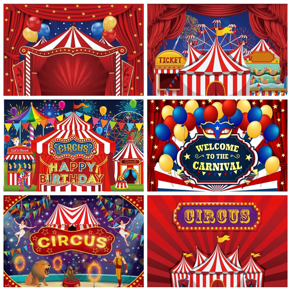 

Circus Carnival Clown Play Show Backdrop Circus Theme Party Decor Newborn Baby Birthday Show Portrait Photography Background