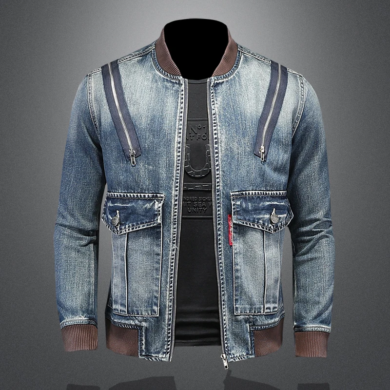 2022 Spring and Autumn High Quality Men's Pure Color with Pocket Zipper Collar Slim Vintage Long-sleeved Denim Jacket for Men
2022 Spring and Autumn High Quality Men's Pure Color with Pocket Zipper Collar Slim Vintage Long-sleeved Denim Jacket for Men
