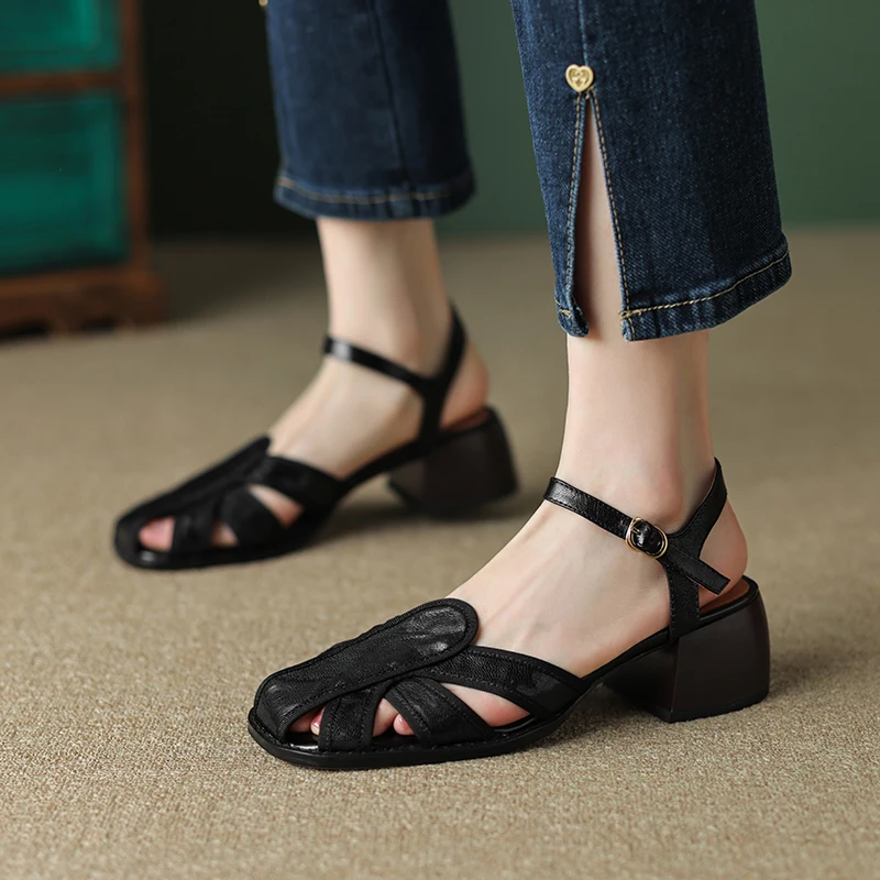 Women Sandals Vintage Gladiator Buckle Strap Roman Style Closed Toe Shoes Woman Summer Sandal Retro Lady Sheepskin Spring Shoes
Women Sandals Vintage Gladiator Buckle Strap Roman Style Closed Toe Shoes Woman Summer Sandal Retro Lady Sheepskin Spring Shoes