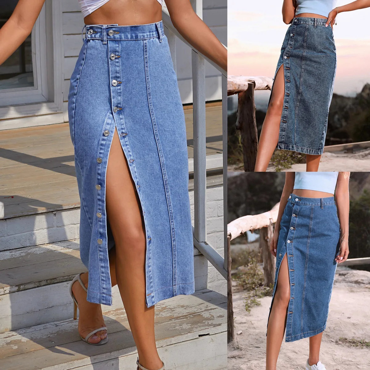 2022 Women Fashion Summer Slit Denim High Waist Skirt Female Button Irregularitie New Design Dress Ladies Casual Party Elegant
2022 Women Fashion Summer Slit Denim High Waist Skirt Female Button Irregularitie New Design Dress Ladies Casual Party Elegant