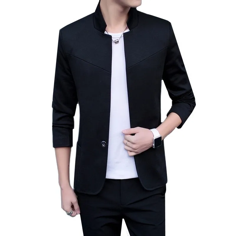 Solid Color Men Stand Collar Business Casual Suit Jacket Black / Grey / Navy / Blue Fashion Homme Prom Party Slim Fit Blazer
Solid Color Men Stand Collar Business Casual Suit Jacket Black / Grey / Navy / Blue Fashion Homme Prom Party Slim Fit Blazer