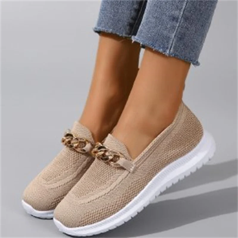 

Oversize thick soled fly woven casual shoes for women's 2023 new Lefu round head fashion chain single